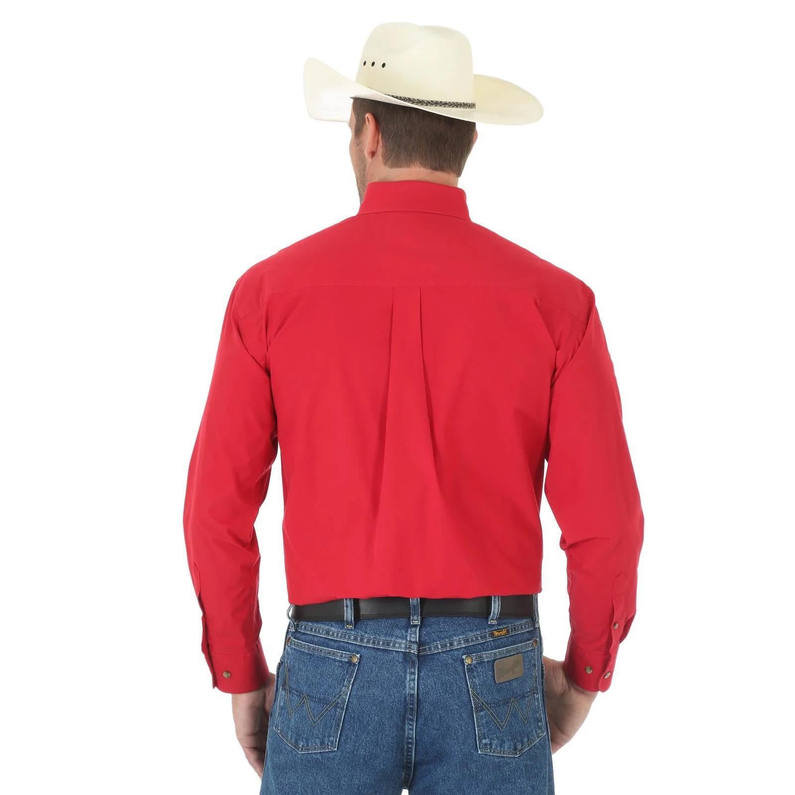Wrangler Men's George Straight Collection, Long Sleeve Shirt in Red