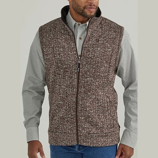 Wrangler Men’s George Strait Zip Front Brown Knit Vest 112334105