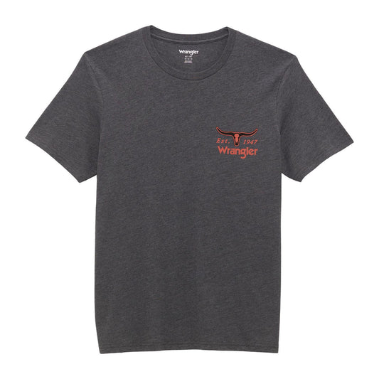 Wrangler Men's Graphic Short Sleeve Regular Fit Asphalt Heather