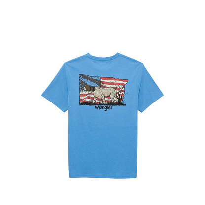 Wrangler Men's Graphic Short Sleeve T-Shirt In Azure Blue Heather