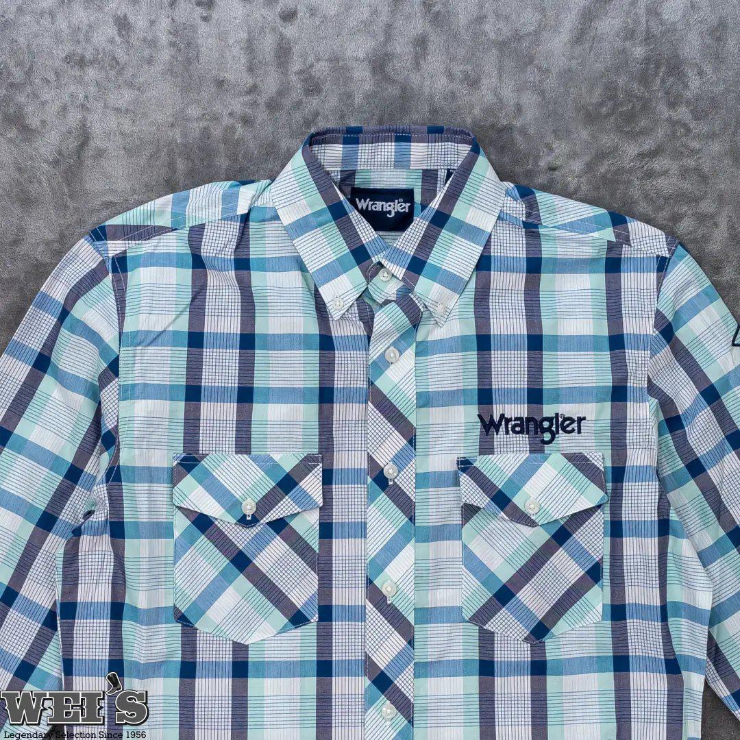 Wrangler Men's Logo Long Sleeve Shirt Teal