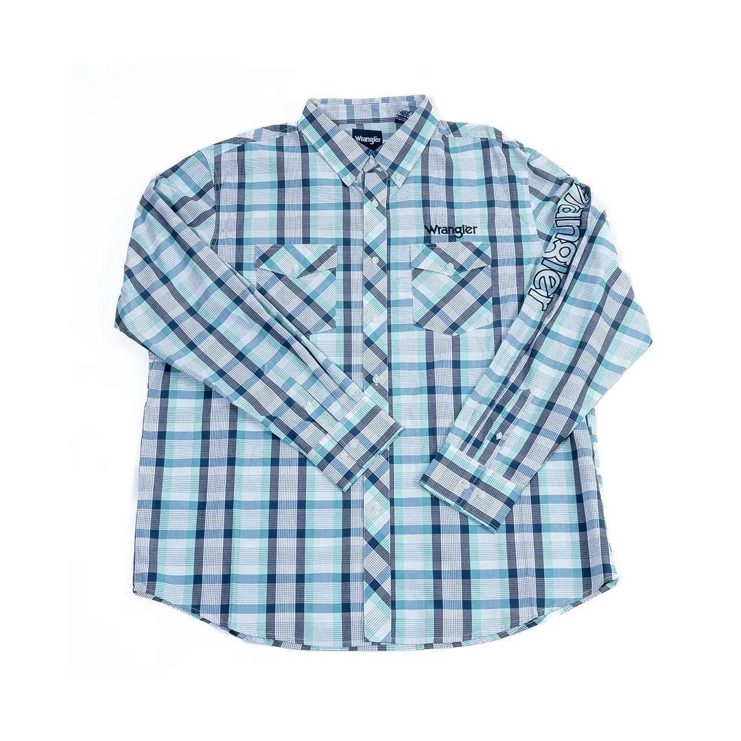 Wrangler Men's Logo Long Sleeve Shirt Teal