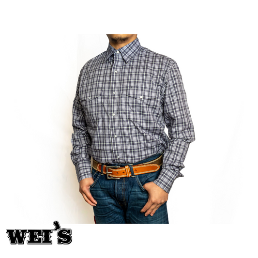 Wrangler Men's Long Sleeve Blue Plaid Shirt