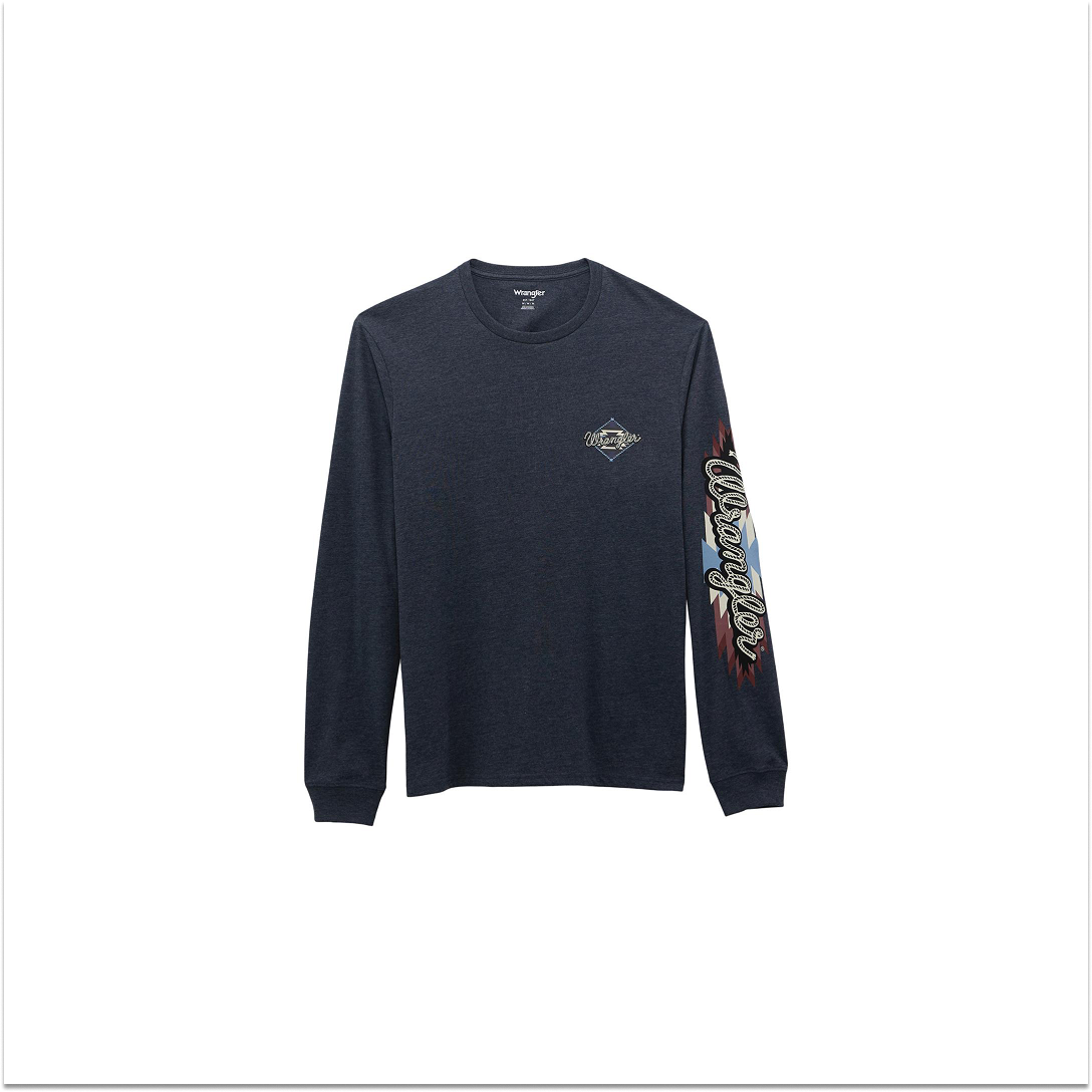 Wrangler Men's Long Sleeve Regular Fit Dark Navy Heather Shirt weis-western-wear