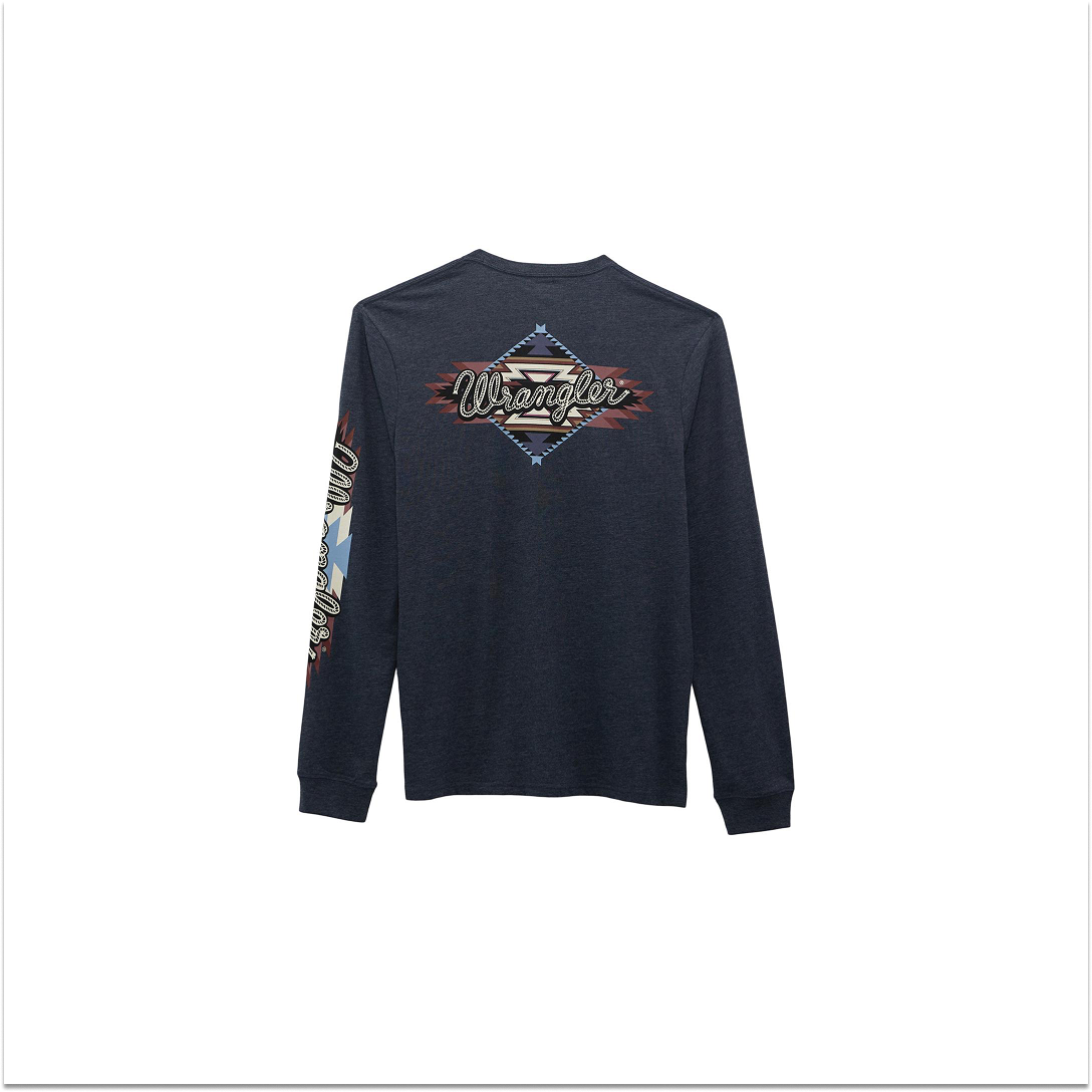 Wrangler Men's Long Sleeve Regular Fit Dark Navy Heather Shirt weis-western-wear