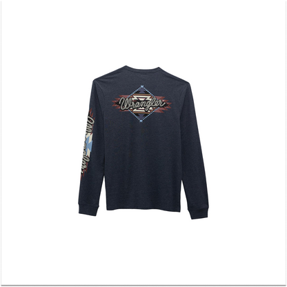 Wrangler Men's Long Sleeve Regular Fit Dark Navy Heather Shirt weis-western-wear