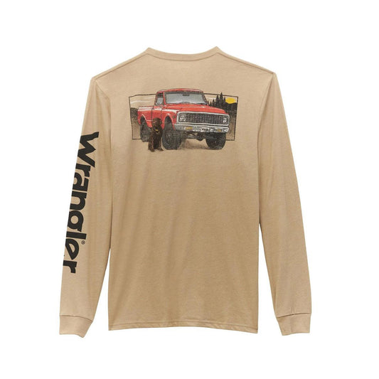 Wrangler Men's Long Sleeve T-shirt - Regular Fit Trench Coat Heather