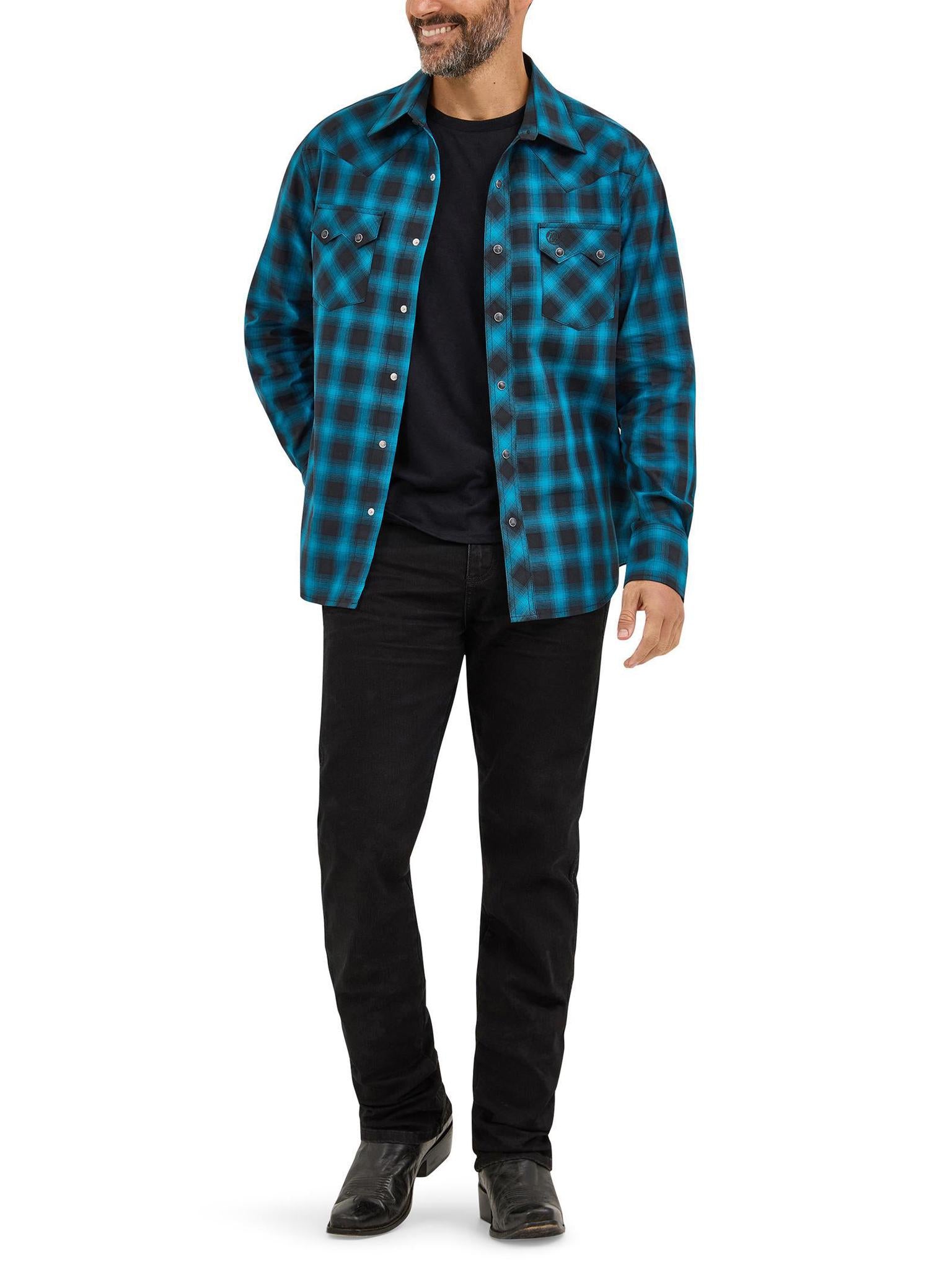 Wrangler Men's Retro Long Sleeve Western Snap Printed Shirt weis-western-wear