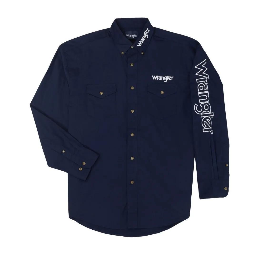 Wrangler Men’s Shirt Long Sleeve Button Down Logo weis-western-wear