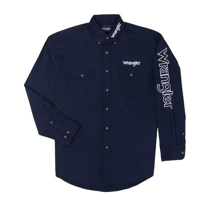 Wrangler Men’s Shirt Long Sleeve Button Down Logo weis-western-wear