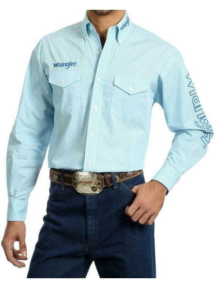 Wrangler Men’s Shirt Western Long Sleeve Logo MP2347M - Clearance