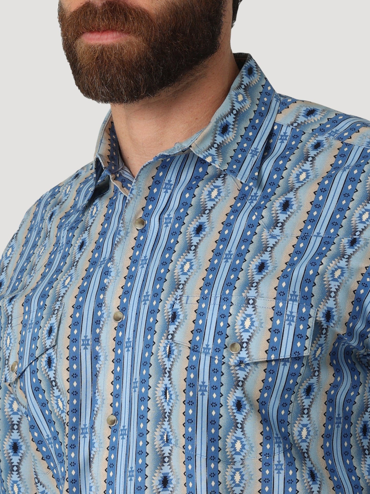 Wrangler Men’s Shirt Western Snaps Checotah Print Long - Clearance