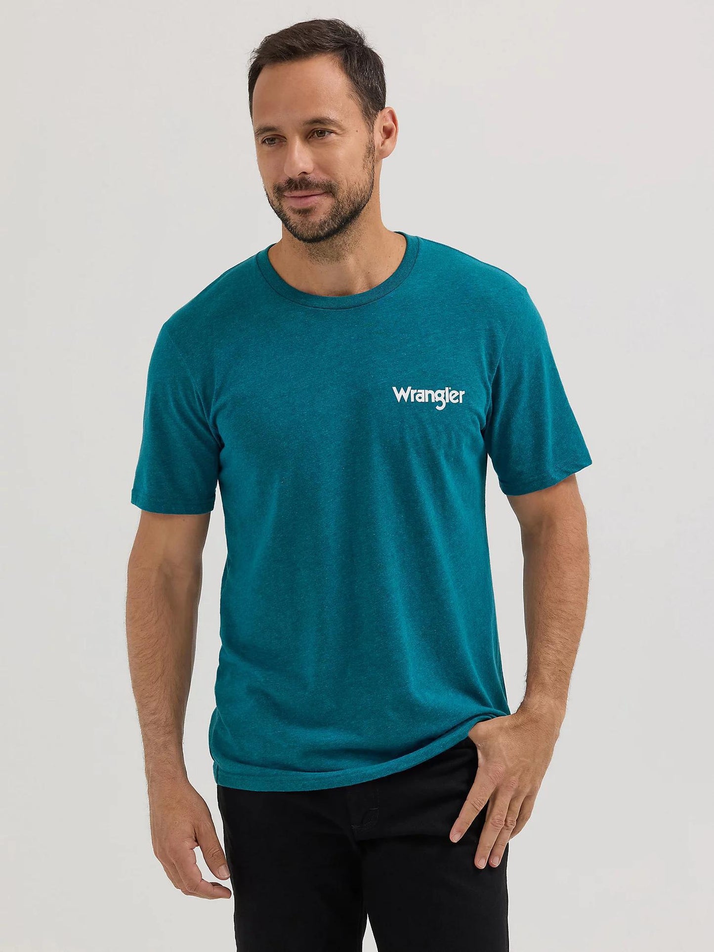 Wrangler Men's Short Sleeve T-shirt Regular Fit Cyan Pepper Heather 112353937