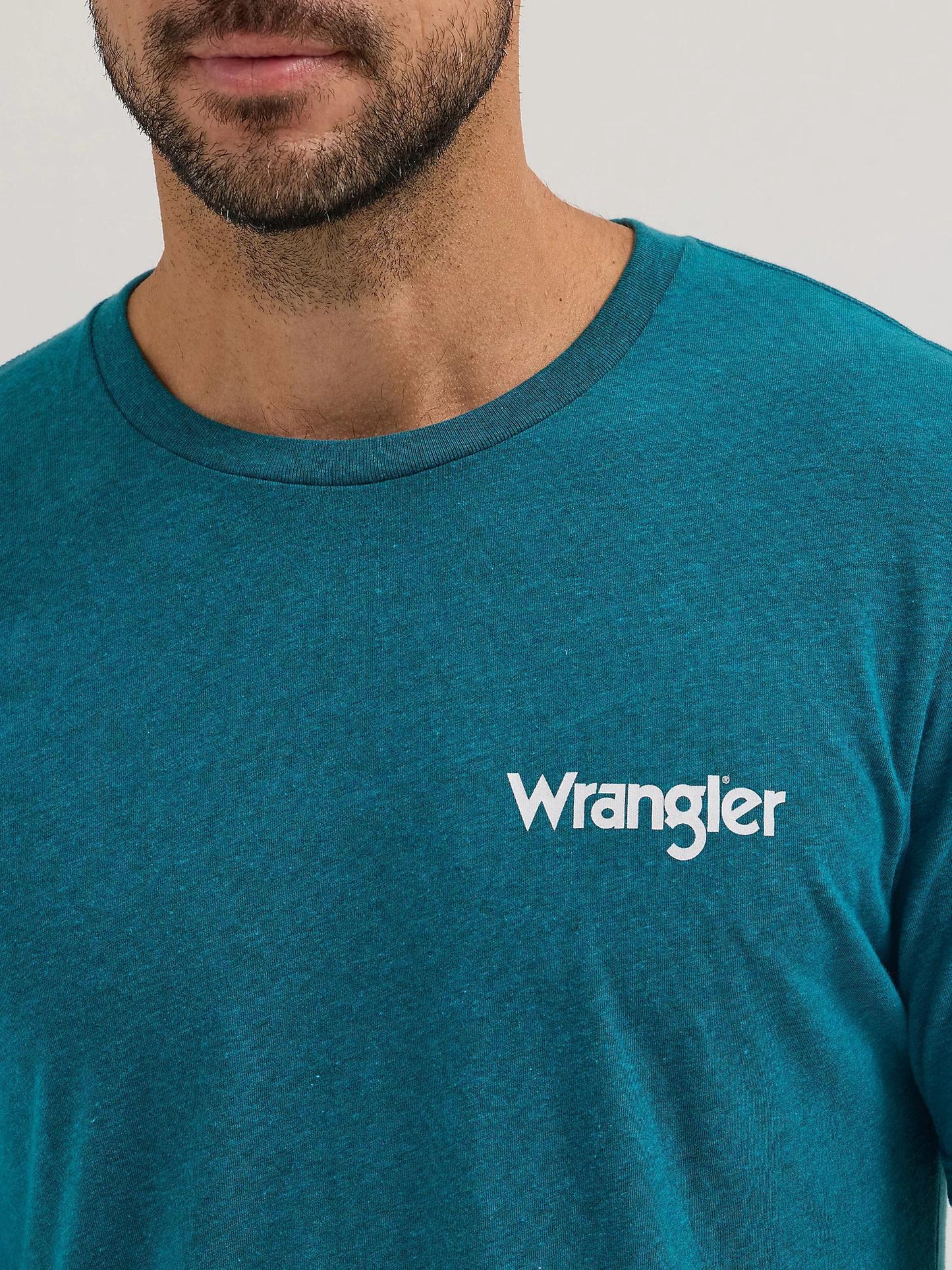 Wrangler Men's Short Sleeve T-shirt Regular Fit Cyan Pepper Heather 112353937