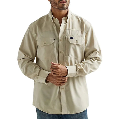 Wrangler Men's Solid Performance Long Sleeve Button Down Shirt weis-western-wear