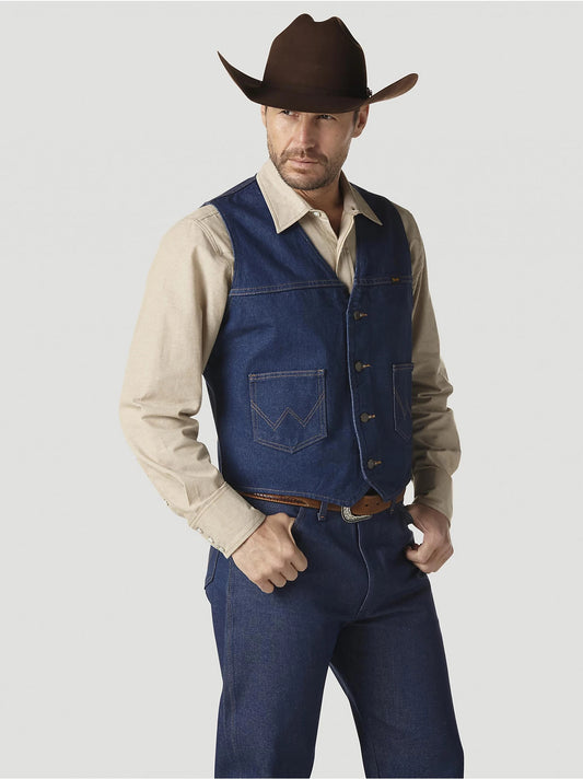Wrangler Men’s Vest Denim Prewashed Unlined