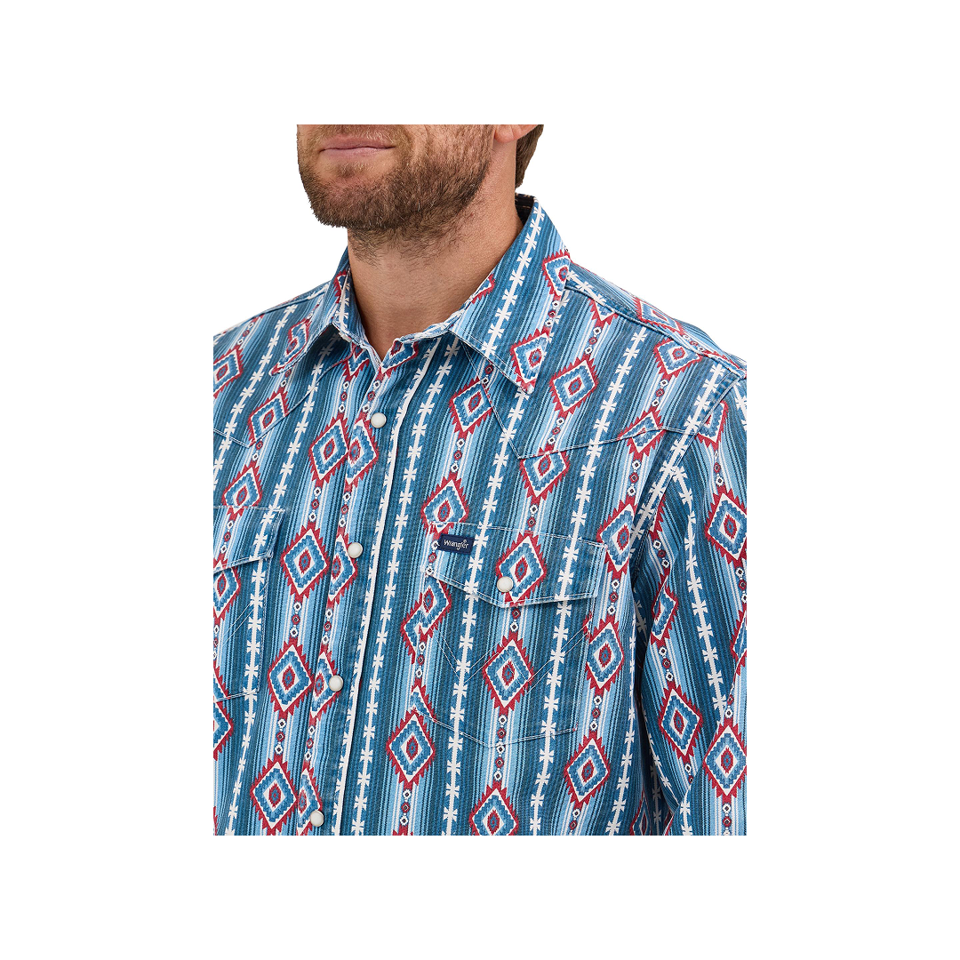 Wrangler Men's Vintage Inspired Long Sleeve Shirt Americana Multi