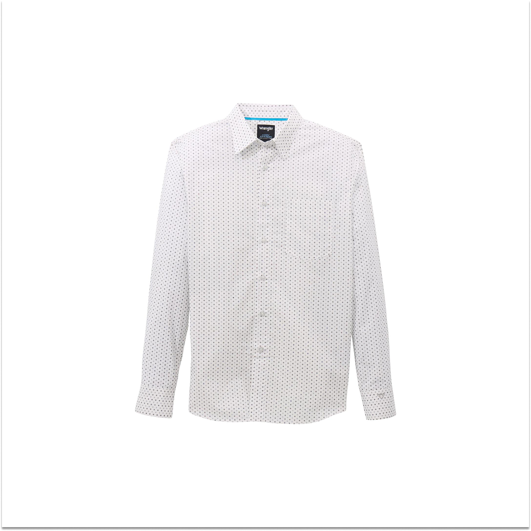 Wrangler Men's X Cody Johnson Long Sleeve Shirt Classic Fit White/Grey weis-western-wear