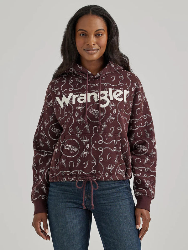 Wrangler Women's Allover Western Cinched Hoodie In Fudge – Wei's