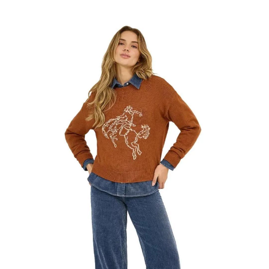 Wrangler Women's Americana Bronc Crew Sweater weis-western-wear