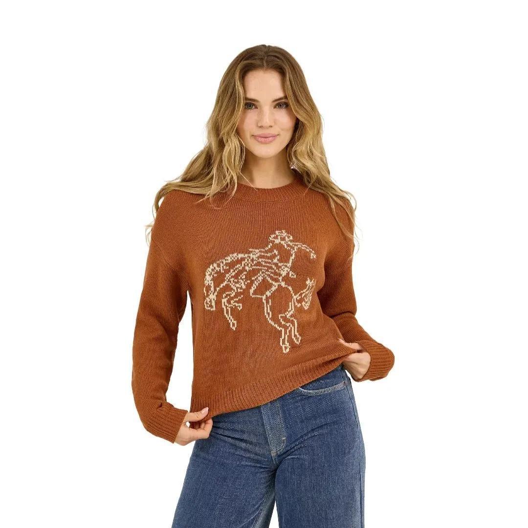 Wrangler Women's Americana Bronc Crew Sweater weis-western-wear