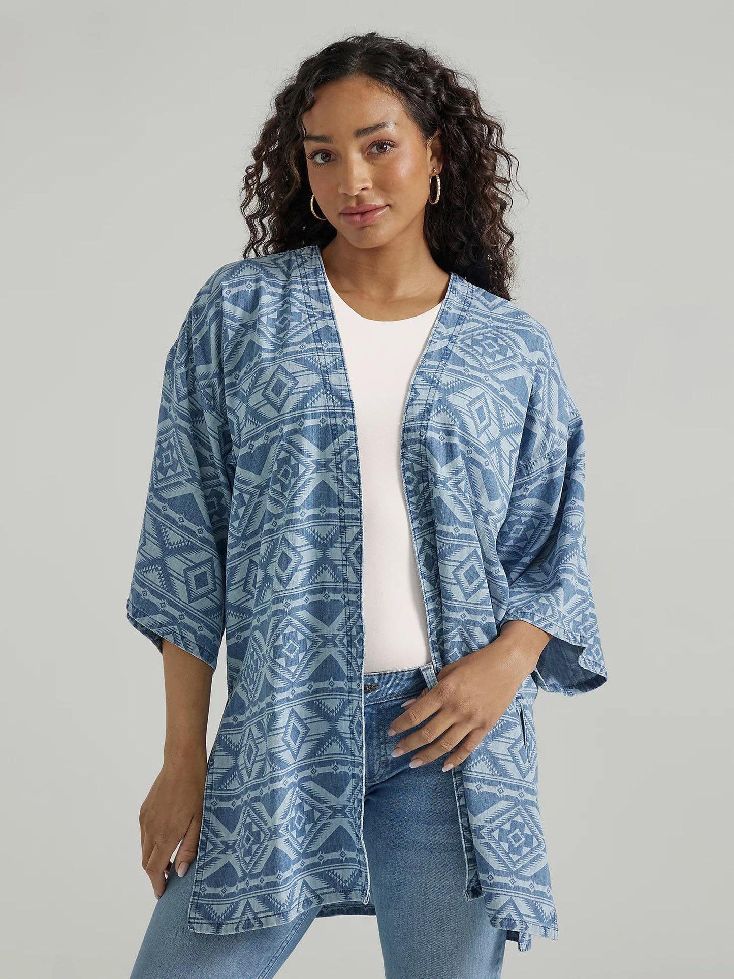 Wrangler Women's Geometric Denim Kimono -Clearance