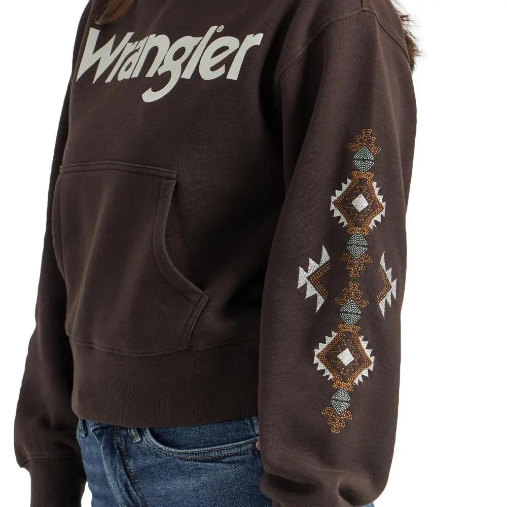 Wrangler Women's Logo Hoodie In Dark Brown 112353120