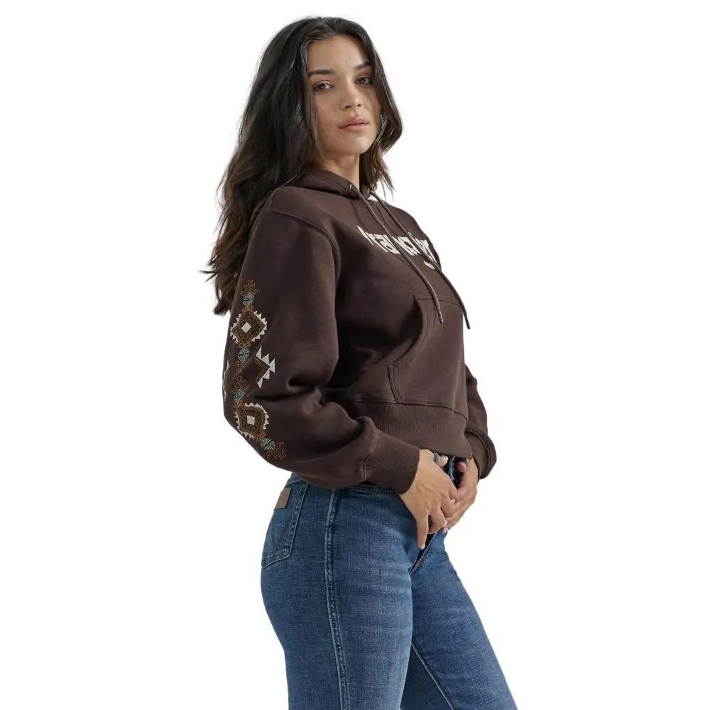 Wrangler Women's Logo Hoodie In Dark Brown 112353120