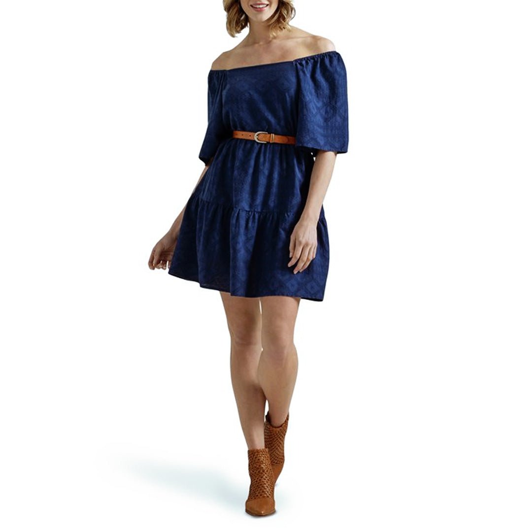 Wrangler Women's Navy Square Neck Tiered Dress 1123471677 - Wrangler