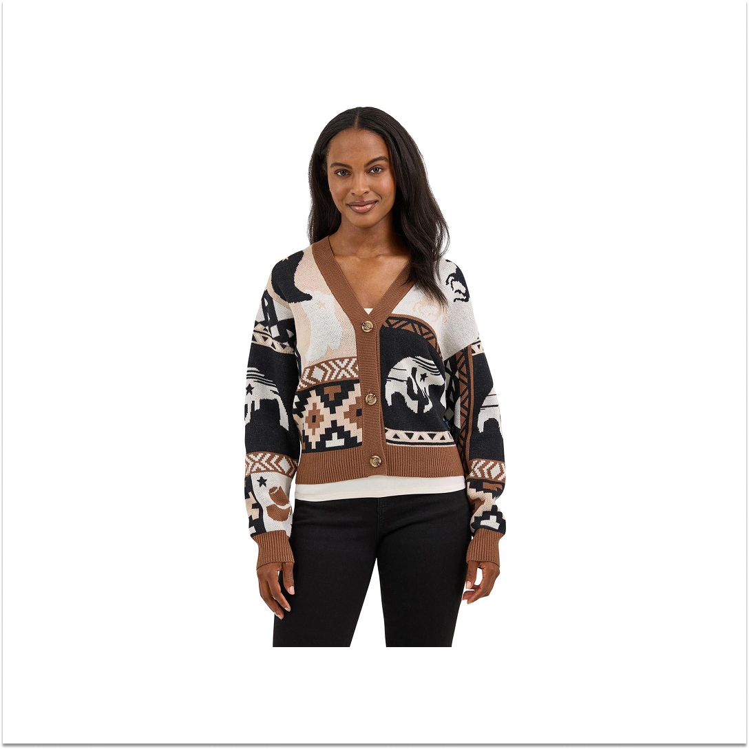 Wrangler Women's Punchy Sweater Cardigan Brown weis-western-wear