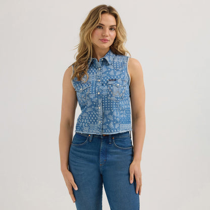 Wrangler Women's Retro Americana Crop Top- Light Wash