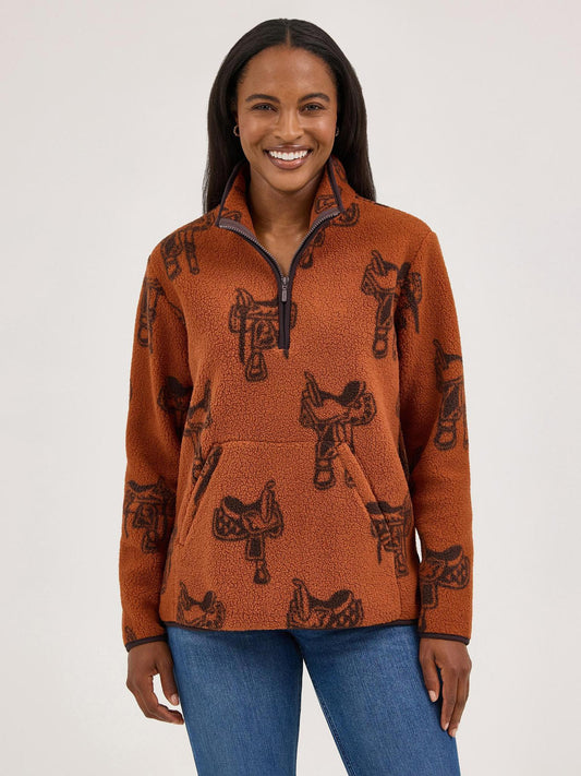 Wrangler Women's Retro Punchy Sherpa Zip Pullover weis-western-wear