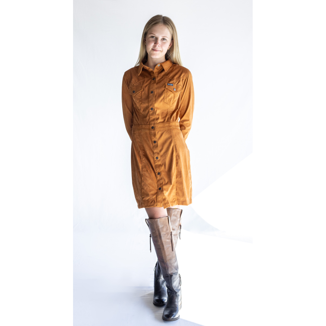 Wrangler Women's Retro Western Vintage Snap Shirt Dress Brown – Wei's  Western Wear