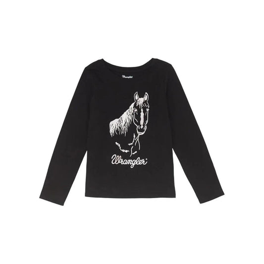 Wrangler Youth Girl's Horse Long Sleeve T-Shirt Black - 112355918