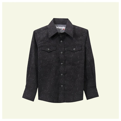 Wrangler Boy's 20X Competition Advanced Comfort Long Sleeve Shirt Black