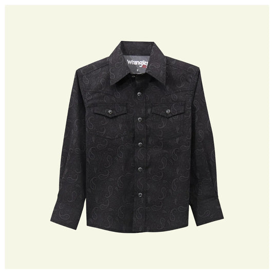 Wrangler Boy's 20X Competition Advanced Comfort Long Sleeve Shirt Black