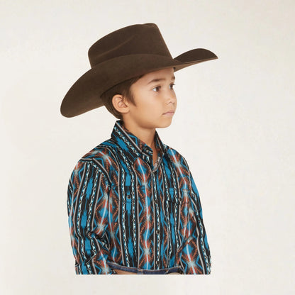 Wrangler Boy's Checotah Print Long Sleeve Button Up weis-western-wear