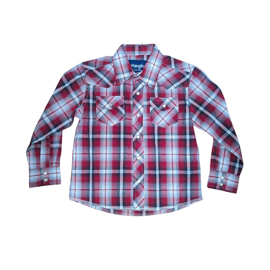 Wrangler Boy's Assorted Long sleeve - Red-striped shirt weis-western-wear