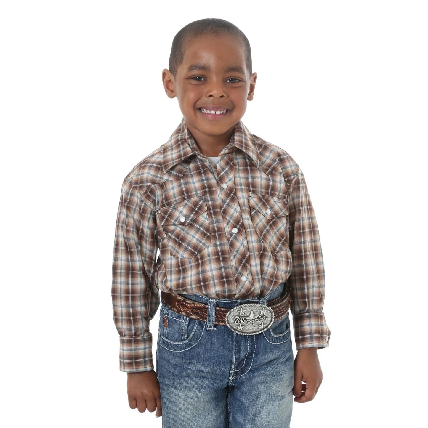Wrangler Boy's Long Sleeve Dress Western Plaid Shirts - Assorted weis-western-wear