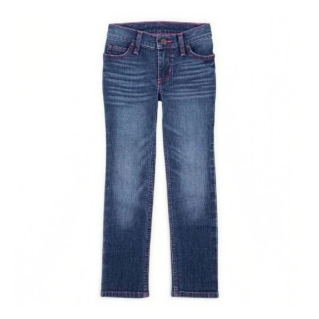 Wrangler Girl’s Jeans Reg or Slim Straight Leg Pink Stitch