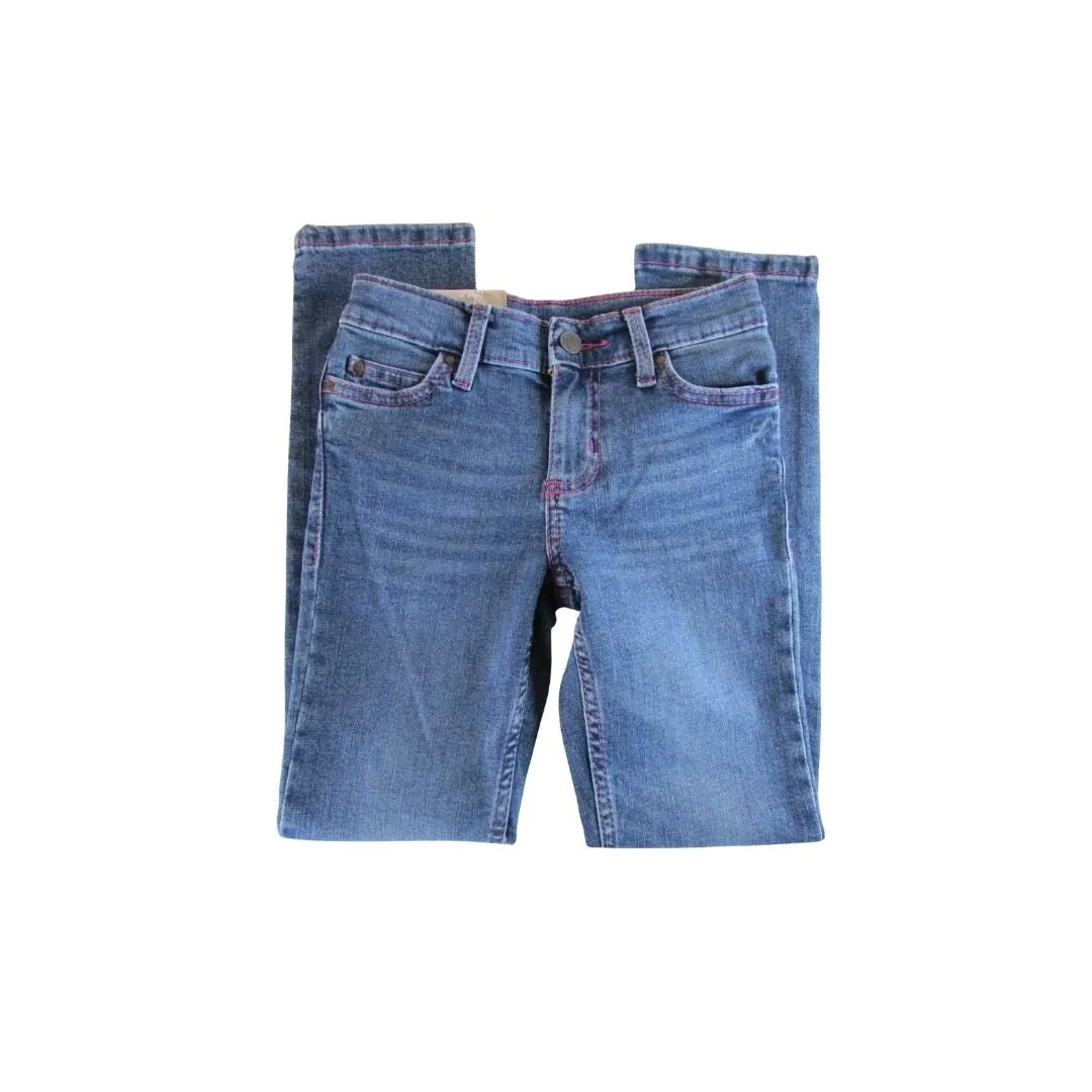 Wrangler Girl’s Jeans Reg or Slim Straight Leg Pink Stitch