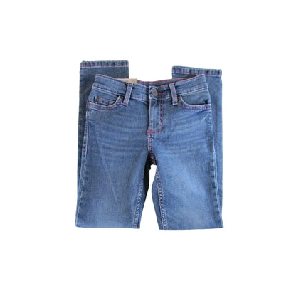 Wrangler Girl’s Jeans Reg or Slim Straight Leg Pink Stitch