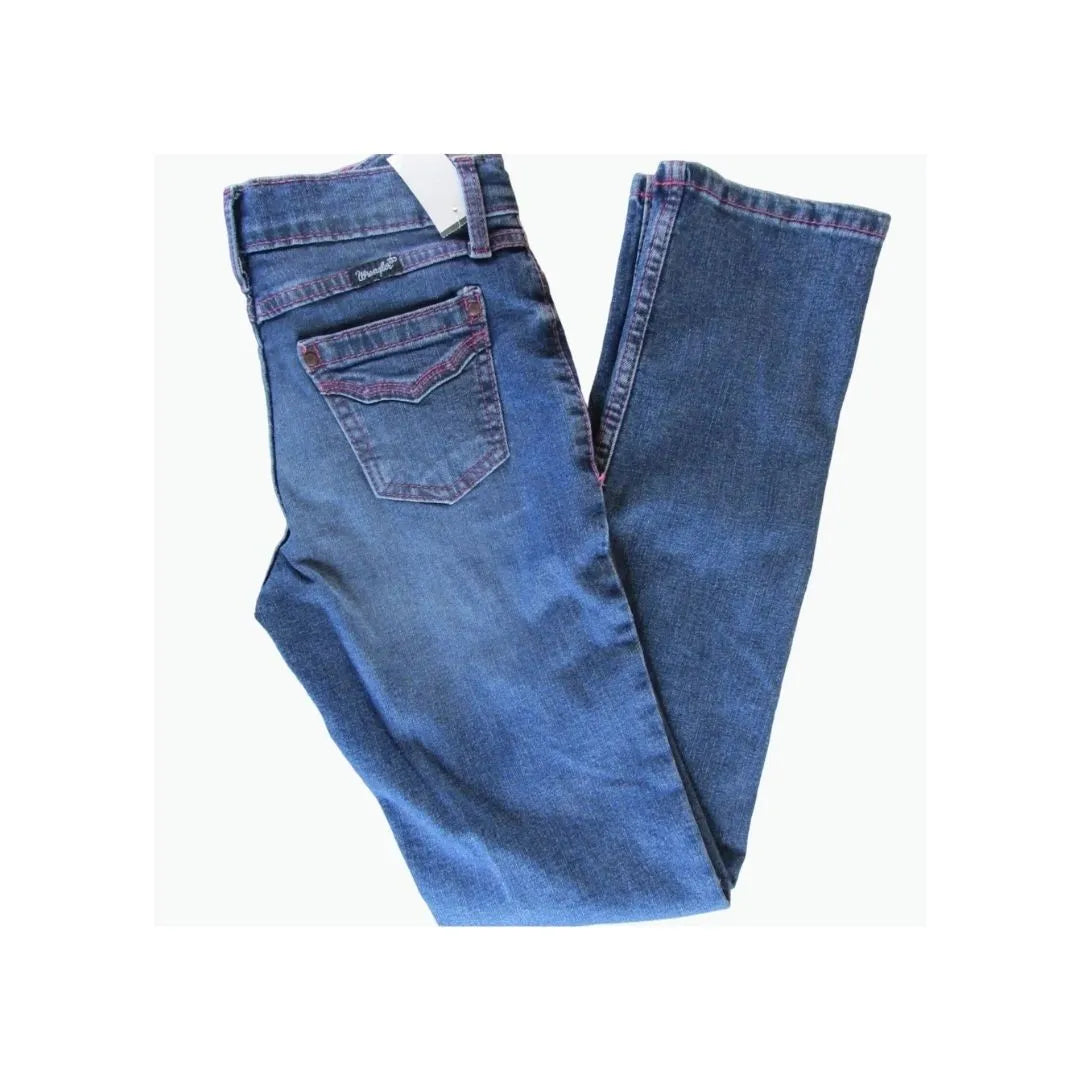Wrangler Girl’s Jeans Reg or Slim Straight Leg Pink Stitch