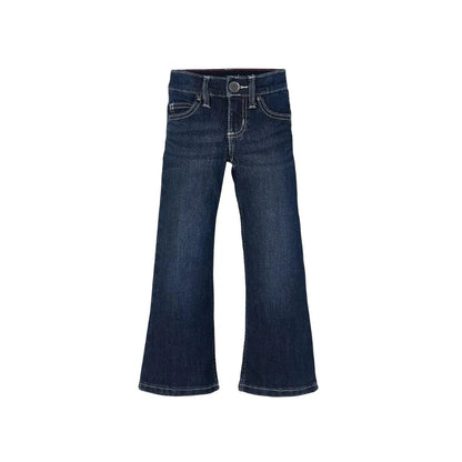Wrangler Girl's Premium Patch Bootcut Jean In Dark Blue