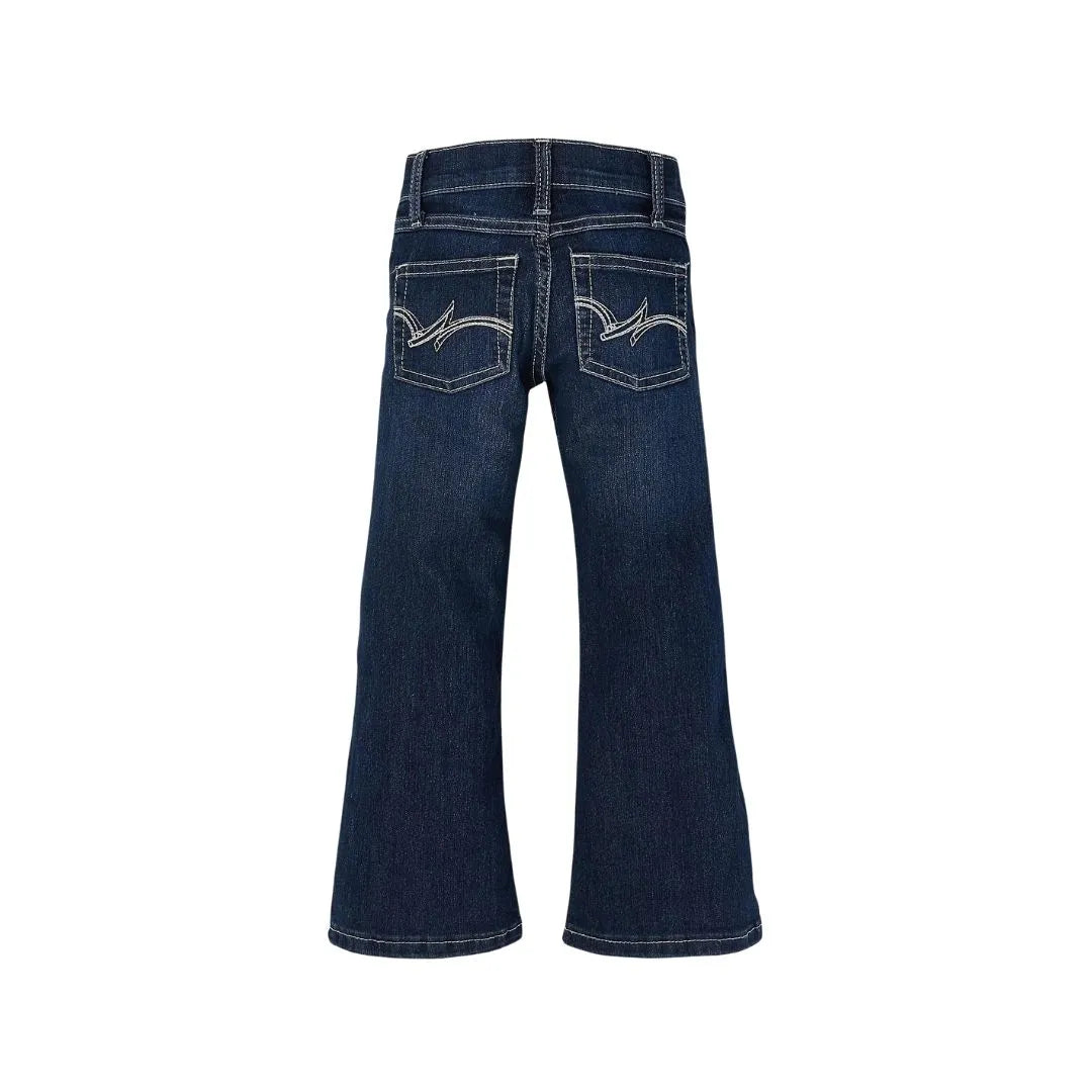 Wrangler Girl's Premium Patch Bootcut Jean In Dark Blue