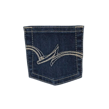Wrangler Girl's Premium Patch Bootcut Jean In Dark Blue