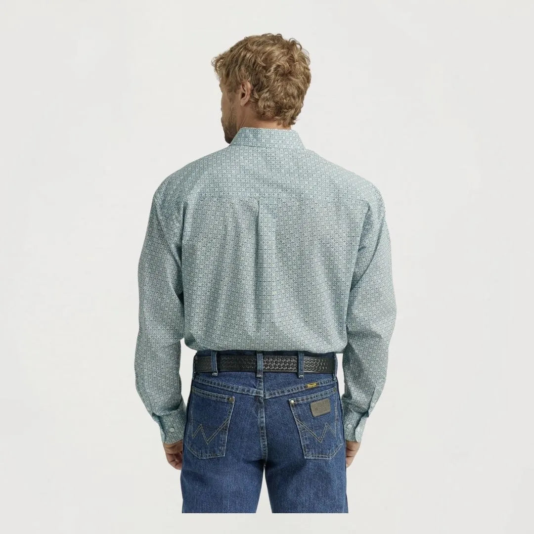 Wrangler Men’s George Strait One Pocket Long Sleeve Blue