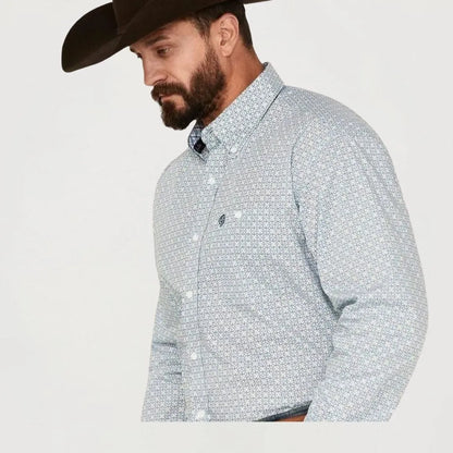 Wrangler Men’s George Strait One Pocket Long Sleeve Blue