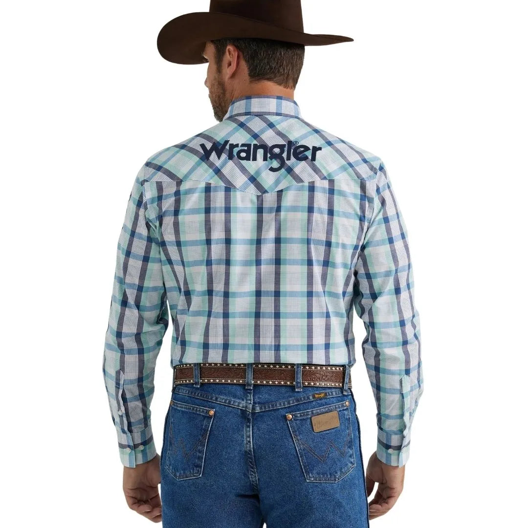 Wrangler Men's Logo Long Sleeve Shirt Teal