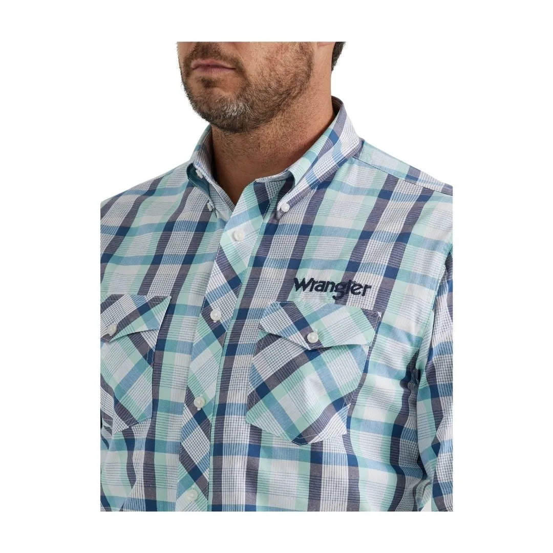 Wrangler Men's Logo Long Sleeve Shirt Teal